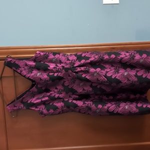 Magenta and black cocktail dress- fit and flare.